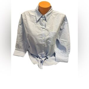 Tuckernuck Pomander Place Women's Blue 3/4 Sleeve Button Down Blouse Size S